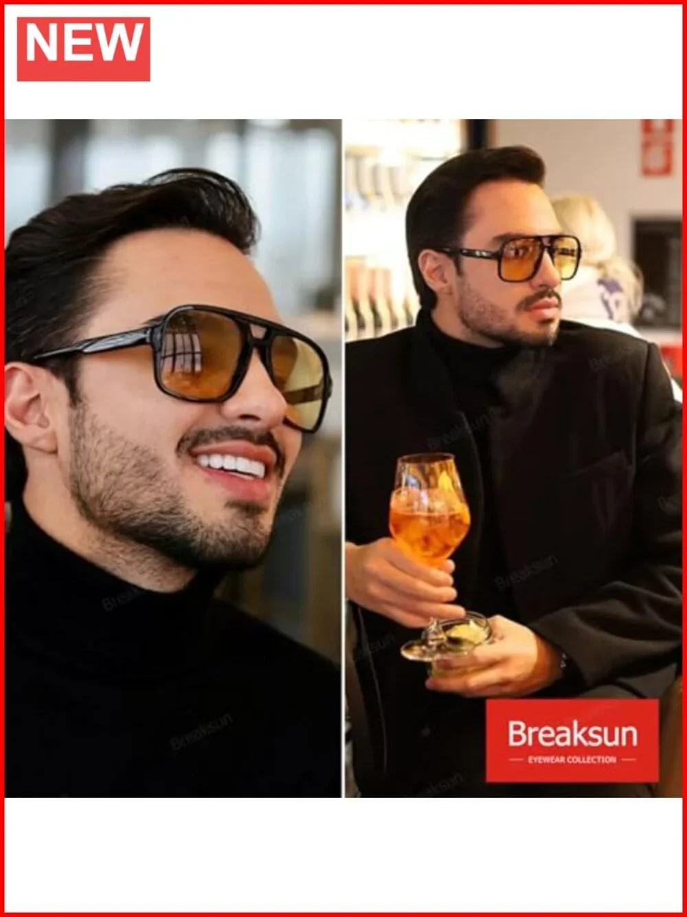 Retro Aviator Sunglasses Unisex Trendy Classic Square Plastic UV400 Protection